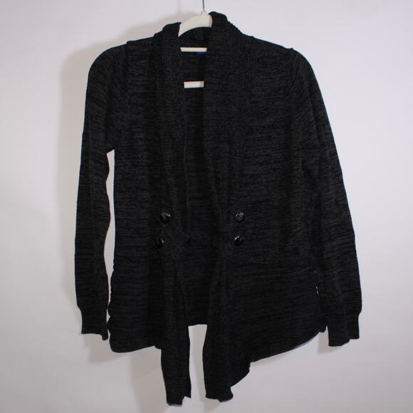 Apt. 9 Black And Gray Marled Button Up Cardigan Size M - Picture 1 of 5